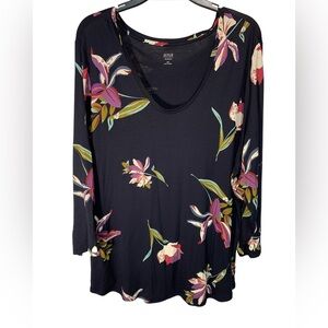 A.N.A floral black top size 2x